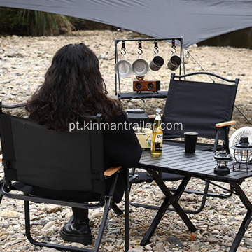 Mesa dobrável portátil de alumínio preto para camping ao ar livre